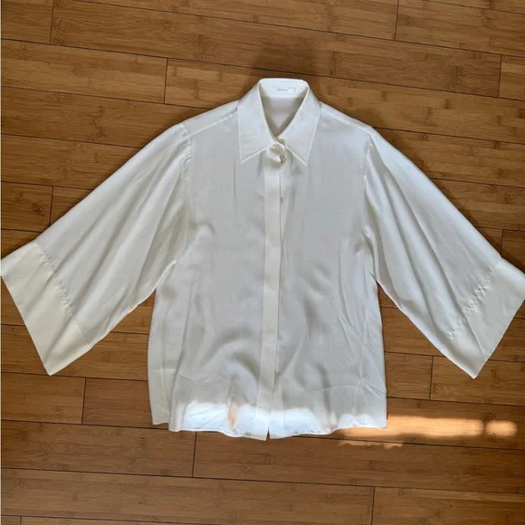 The Row Malvina off white silk top - Picture 9 of 11